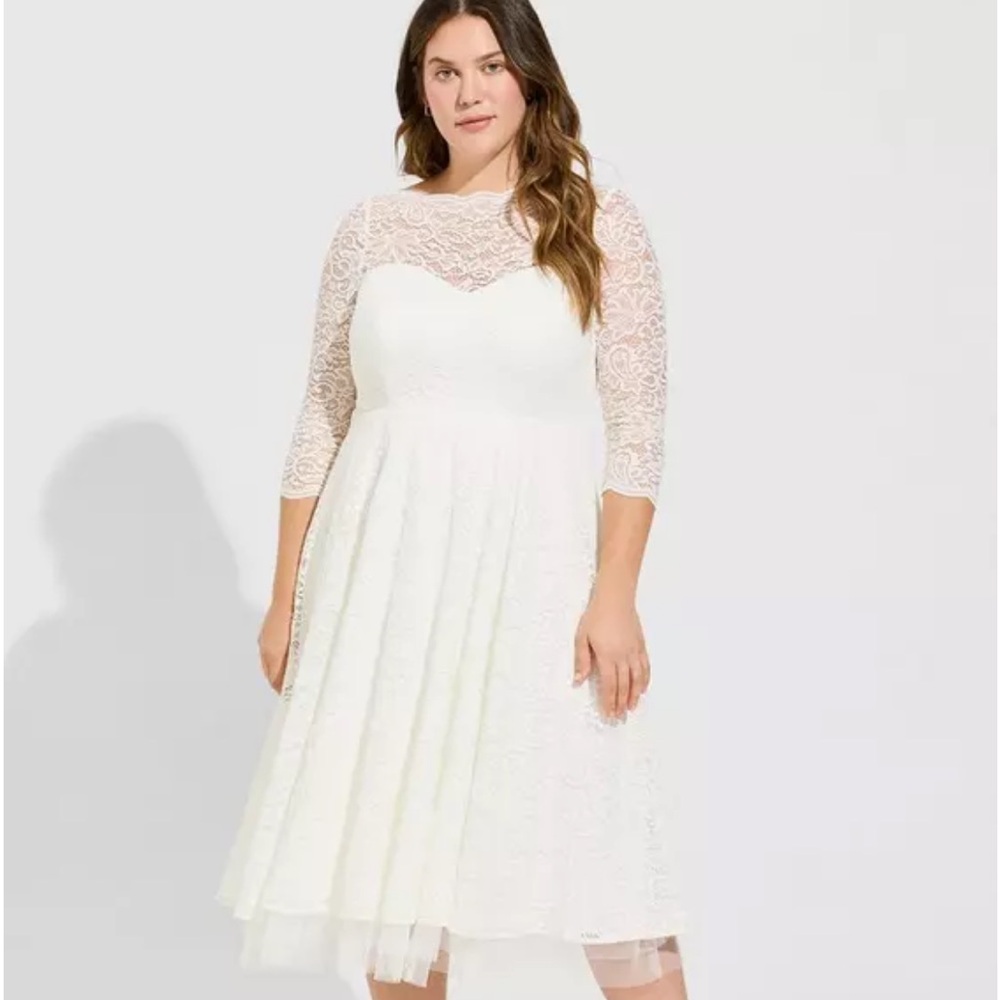 Torrid Midi White Lace (Wedding) Dress